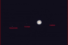 Jupiter with moons Ganymede, Europa and Callisto