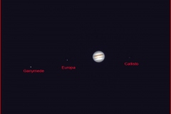 Jupiter with moons Ganymede, Europa and Callisto